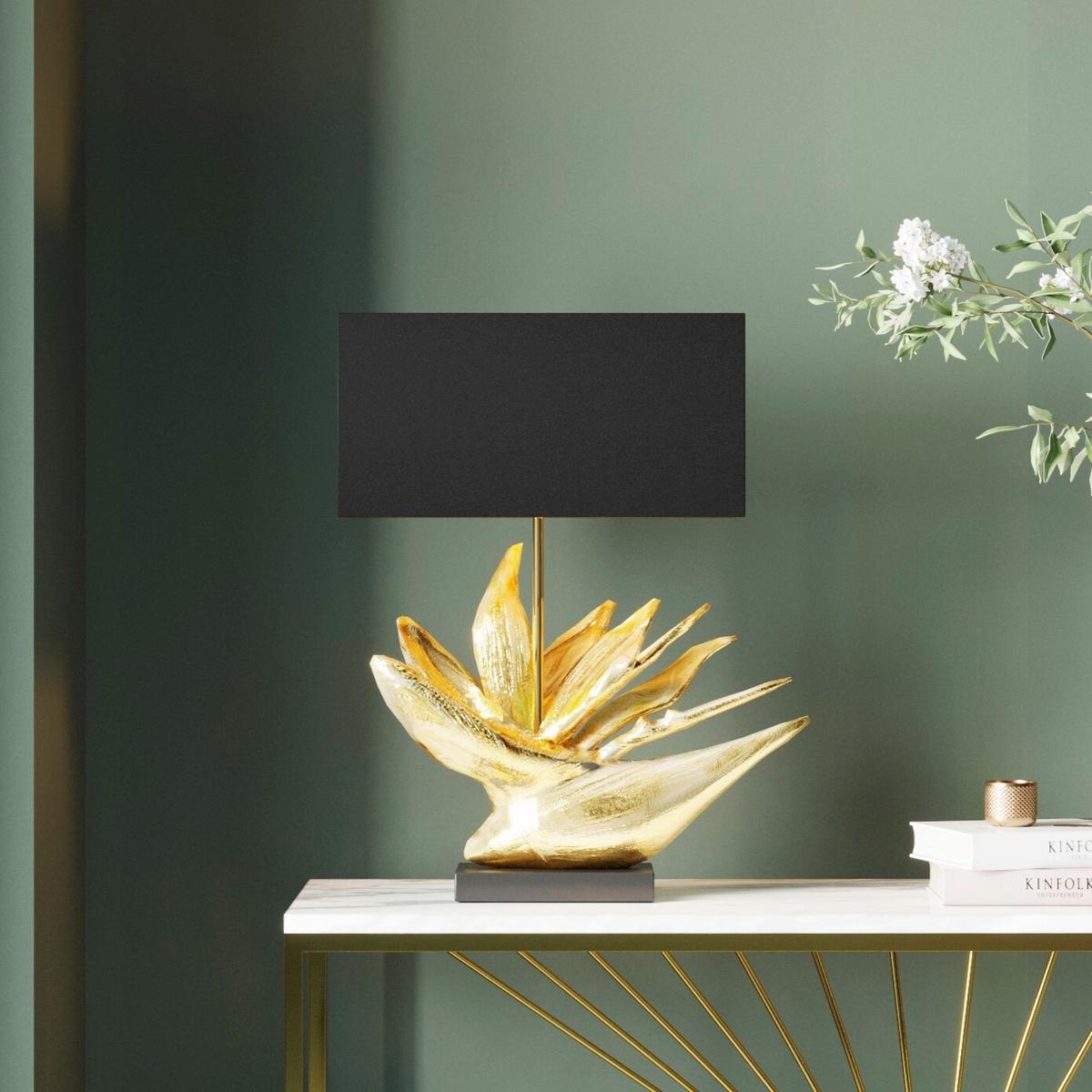 LAMPA STOŁOWA TROPICAL FLOWER KARE DESIGN - czarny/kolor złoty, Design, tworzywo sztuczne/metal (50,5/65/22cm) - Kare-Design