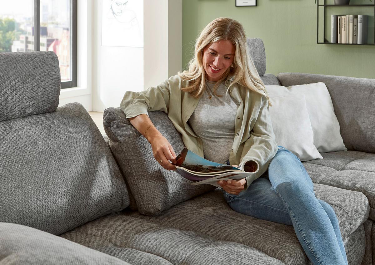 Ecksofa Lando Grau - Schwarz/Grau, MODERN, Textil/Metall (289/84/197cm) - Premium Living