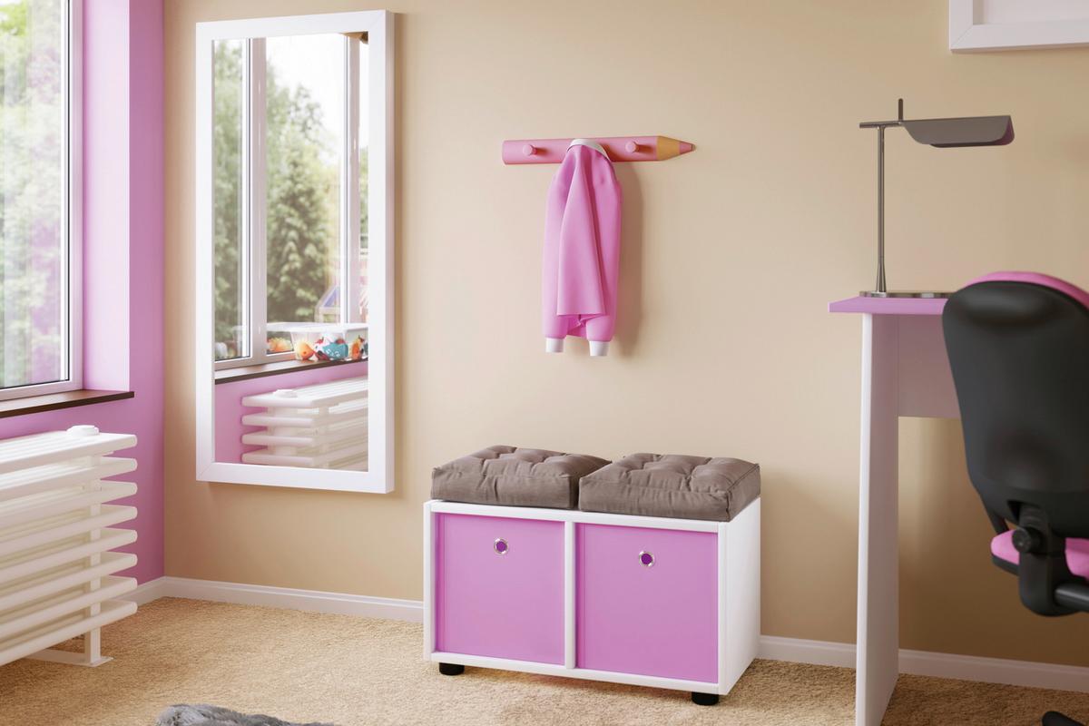 Hakenleiste Stifto Pink ca. 37x5x6 cm - Pink, Design, Holzwerkstoff (37/5/6cm) - MID.YOU