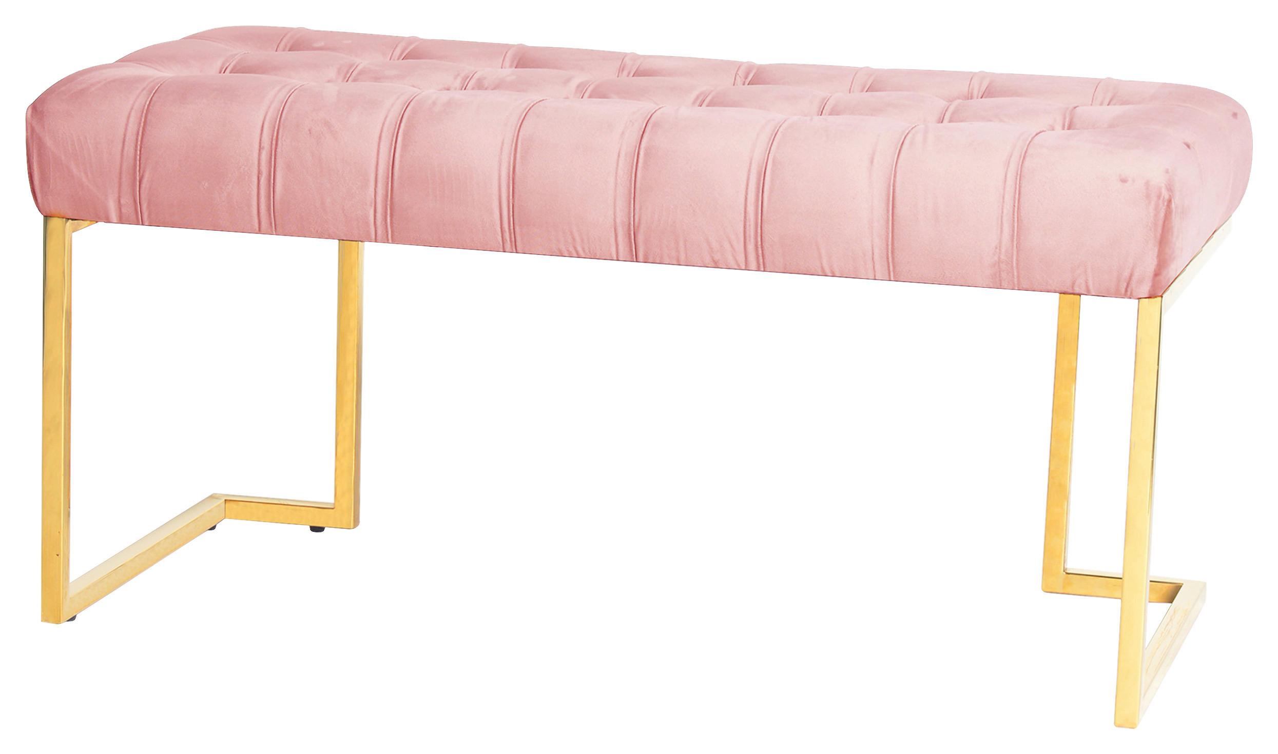 Hockerbank Parity Altrosa Samt - Altrosa, Design, Kunststoff (47/48/100cm) - Kayoom