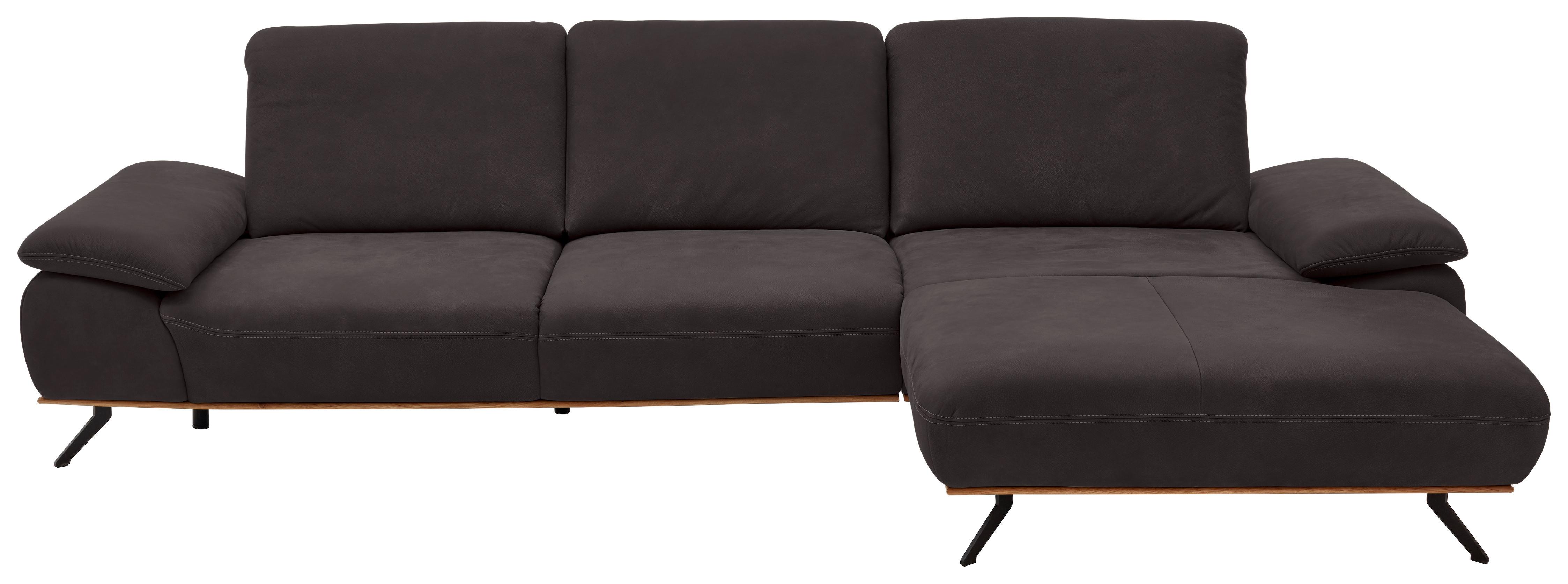 Wohnlandschaft Erling Dunkelbraun - Beige/Dunkelbraun, MODERN, Leder/Metall (322/89/187cm) - Premium Living