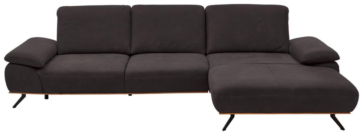 Wohnlandschaft Erling Dunkelbraun - Beige/Dunkelbraun, MODERN, Leder/Metall (322/89/187cm) - Premium Living