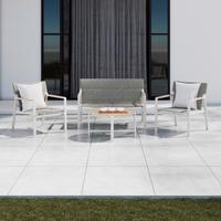 Set grădină Linz - gri deschis/nucă, Modern, sticlă/metal (121/77/68cm) - Mömax