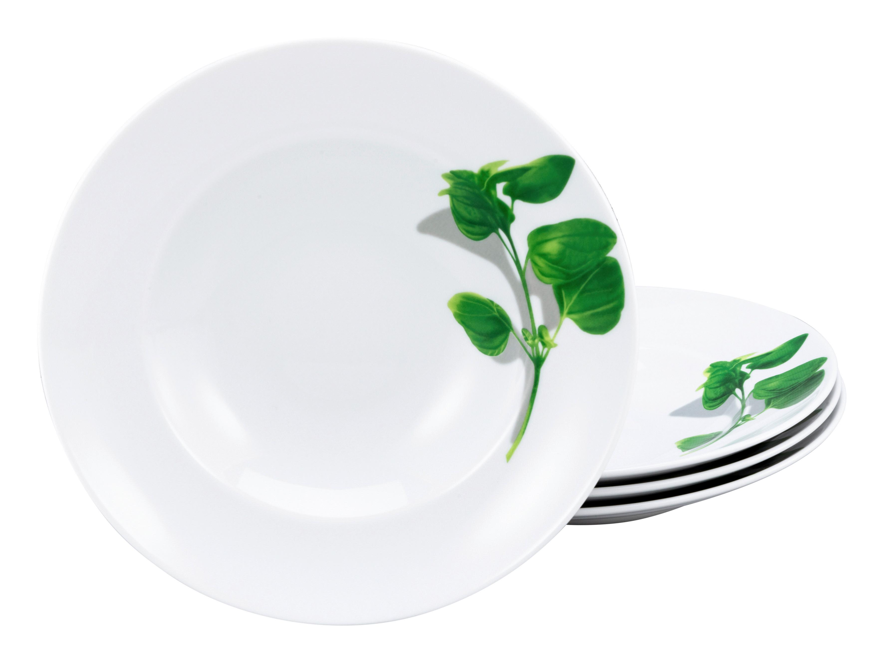 Pastatellerset Europa Basilikum in Weiß 4-teilig - Multicolor, KONVENTIONELL, Keramik (29,5cm) - Creatable
