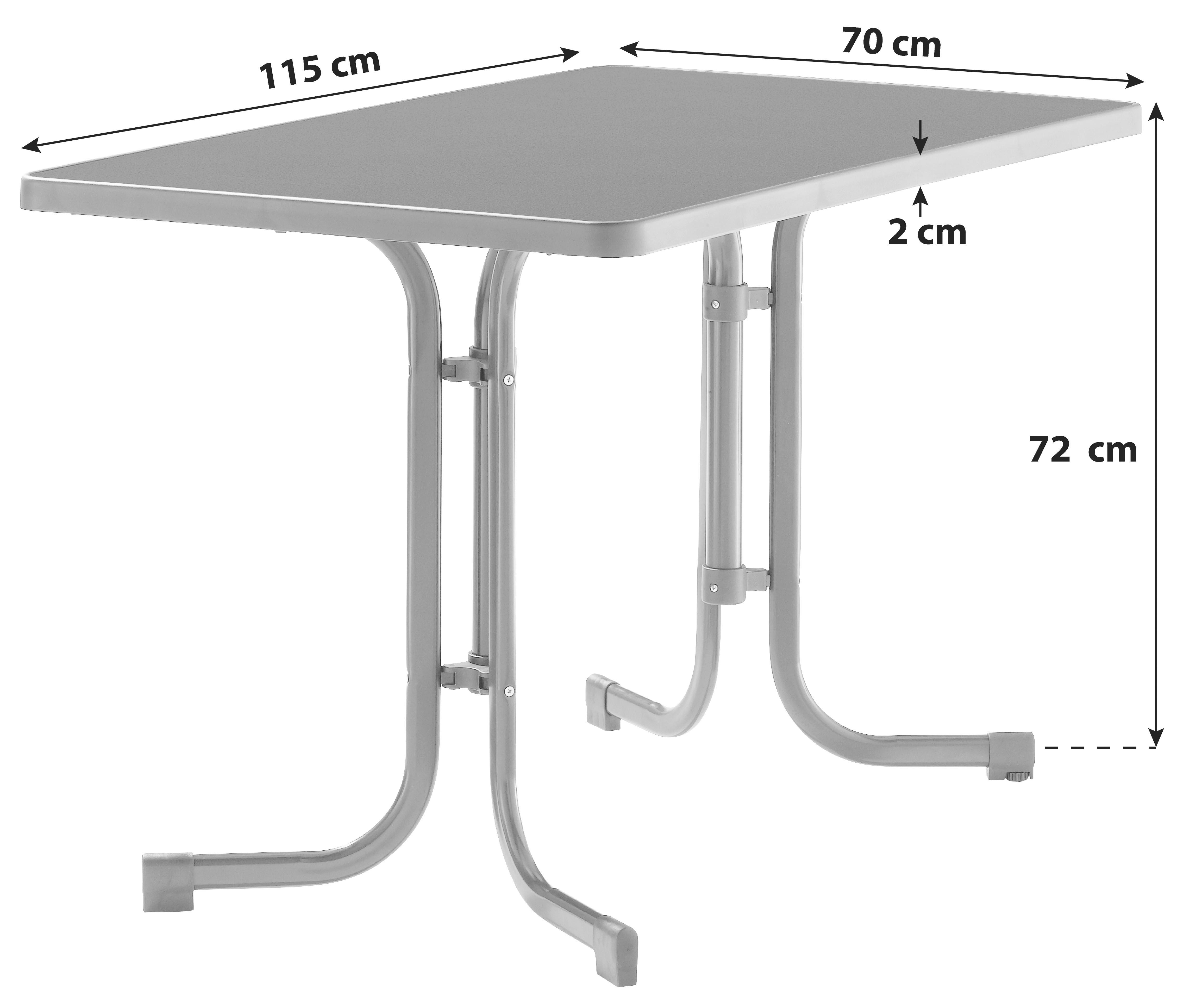 Gartentisch ca.115x70x72cm Graphitfarben - Graphitfarben, MODERN, Holzwerkstoff/Metall (115/70/72cm) - Sieger