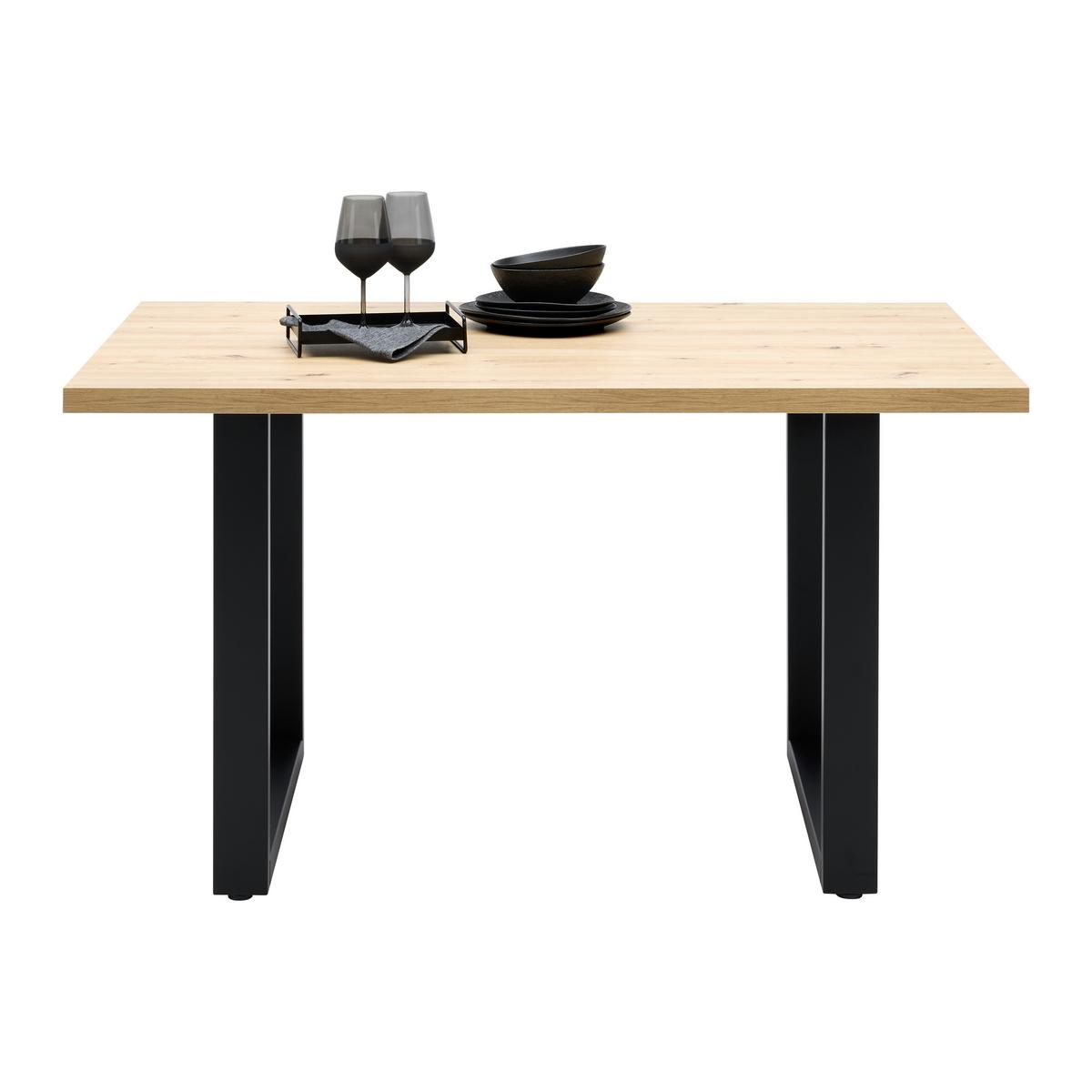 Esstisch Dinner Schwarz/Eiche Echtholz ca. 140x90x78 - Schwarz/Eiche Artisan, Holzwerkstoff/Metall (140/90/78cm) - Mömax