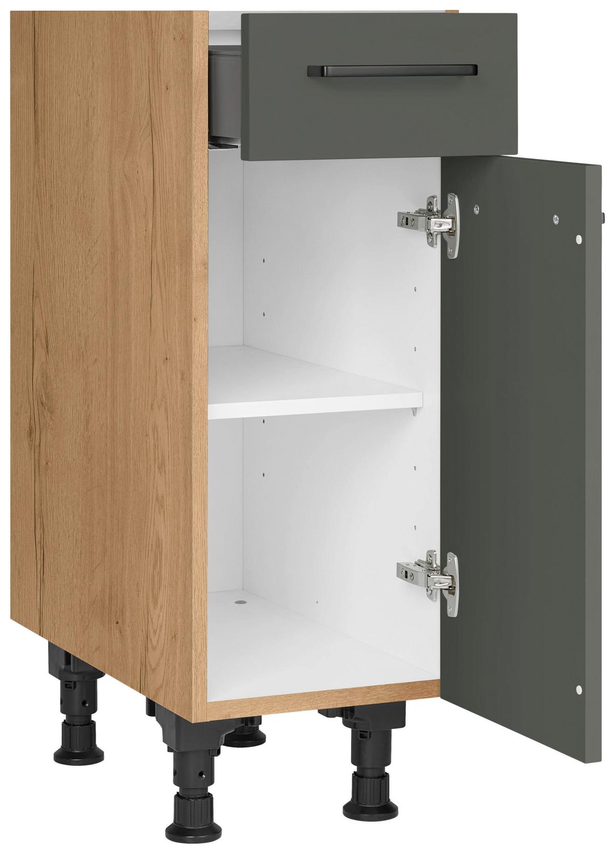 Schubkastenunterschrank Easytouch Grün - Eichefarben/Schwarz, MODERN, Holzwerkstoff/Metall (30/87/56cm) - Nobilia