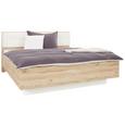 Bett Weiß/Eiche 180x200cm - Eichefarben/Weiß, KONVENTIONELL, Holzwerkstoff/Kunststoff (208,7/186,9/98,7cm) - PREMIUM LIVING