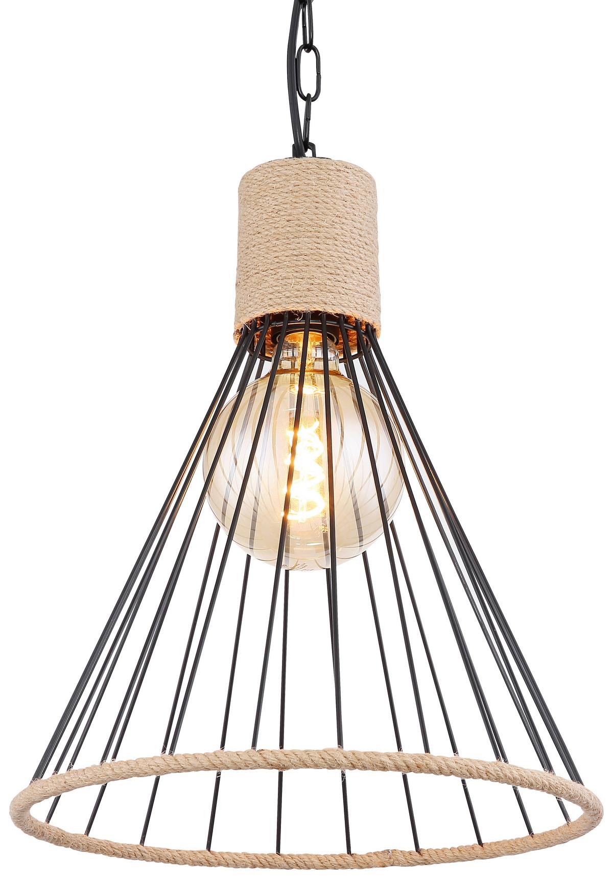 HÄNGELEUCHTE HALIA D: 35 CM BRAUN - Schwarz/Braun, Natur, Naturmaterialien/Metall (35/140cm) - Globo