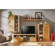 Highboard Graphit/Eiche - Eichefarben/Graphitfarben, KONVENTIONELL, Glas/Holz (80/126/37cm) - ZANDIARA
