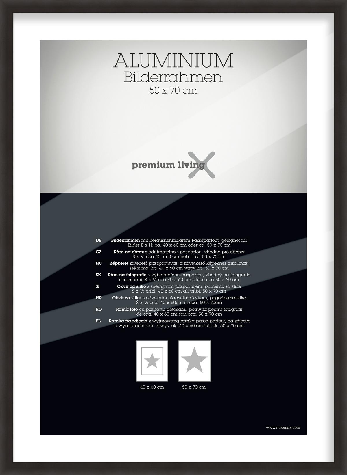 Bilderrahmen Aluminium ca. 53x73cm - Schwarz, Basics, Metall (53,1/73,1/2.2cm) - Premium Living