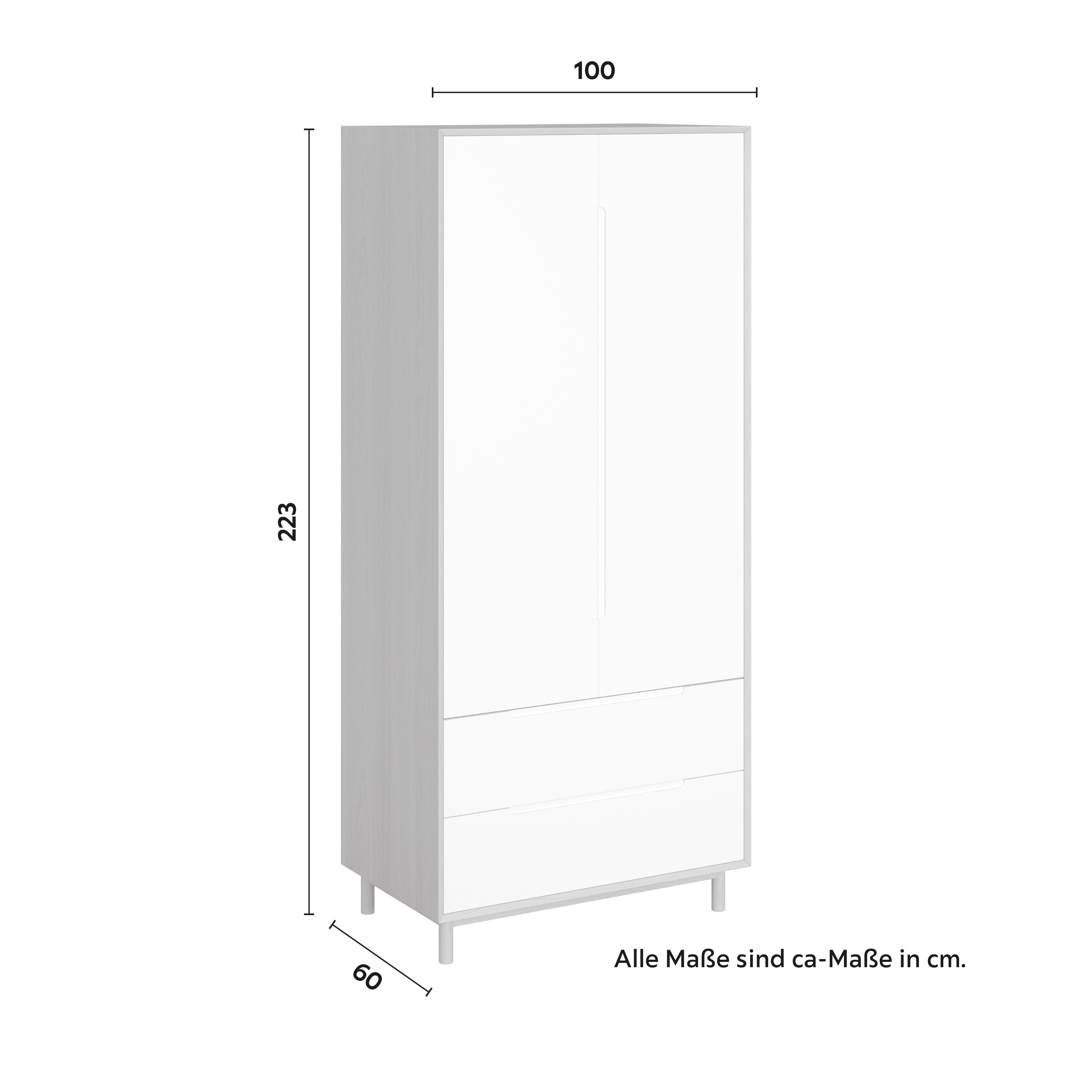 GARDEROB MARLO - vit/ekfärgad, Modern, trämaterial/trä (100/223/60cm) - Bessagi Home