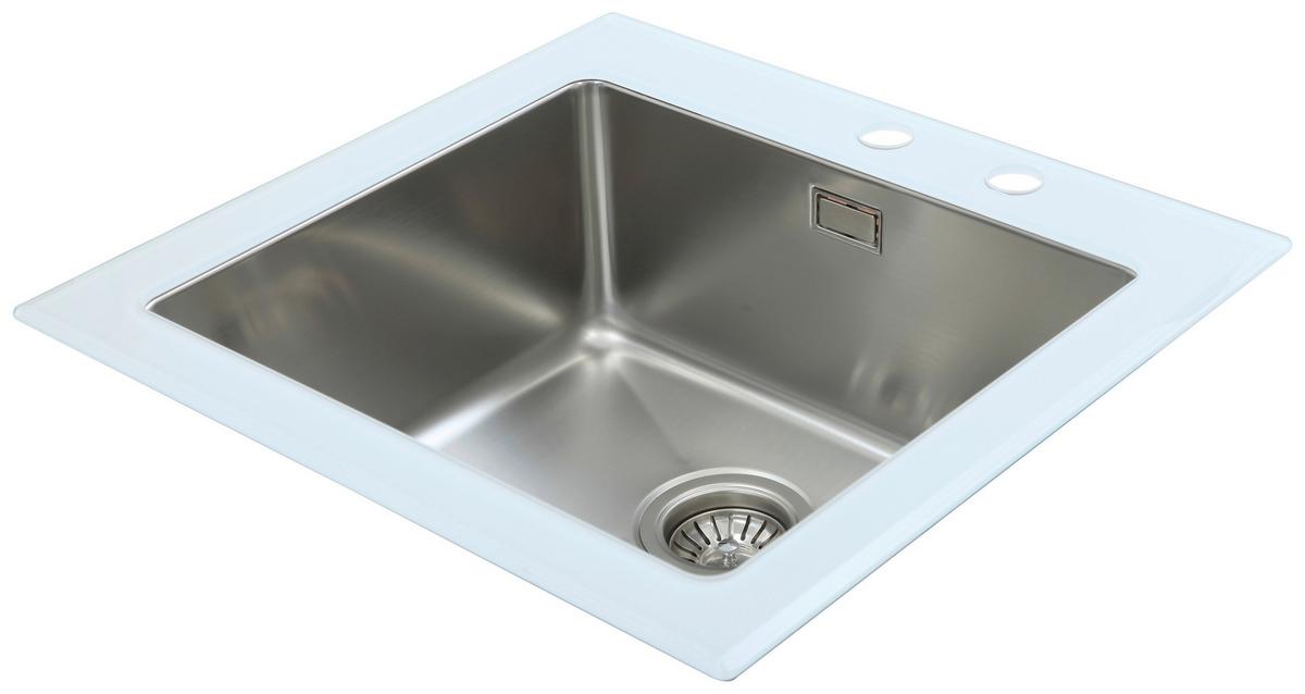 Glas Einzelbecken Newyork ca. 55x21x53 cm Weiß - Weiß, Trend, Glas/Metall (55/21/53cm) - Respekta