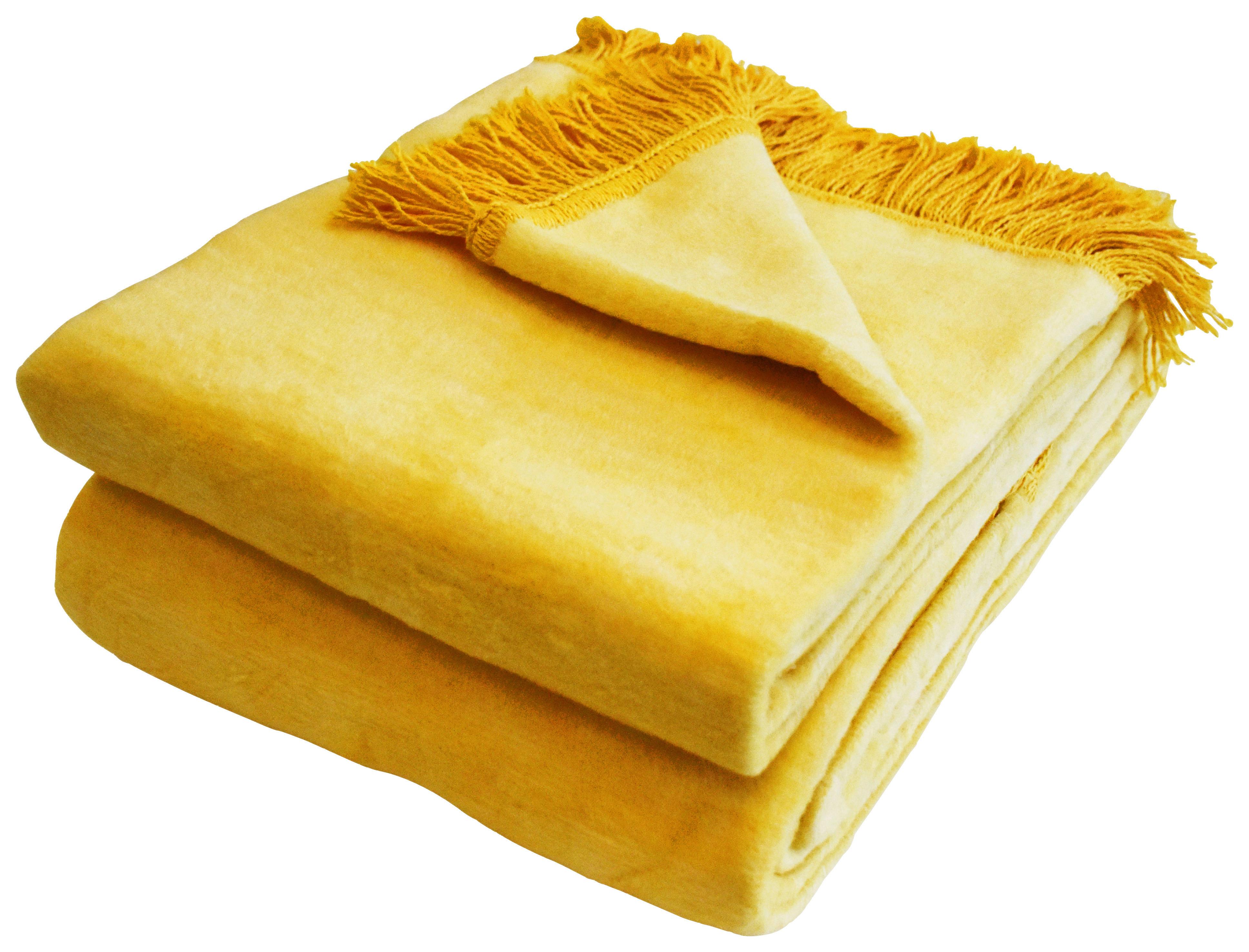 Decke El Sol in Gelb ca.150x200cm - Senfgelb, Textil (150/200cm) - Modern Living