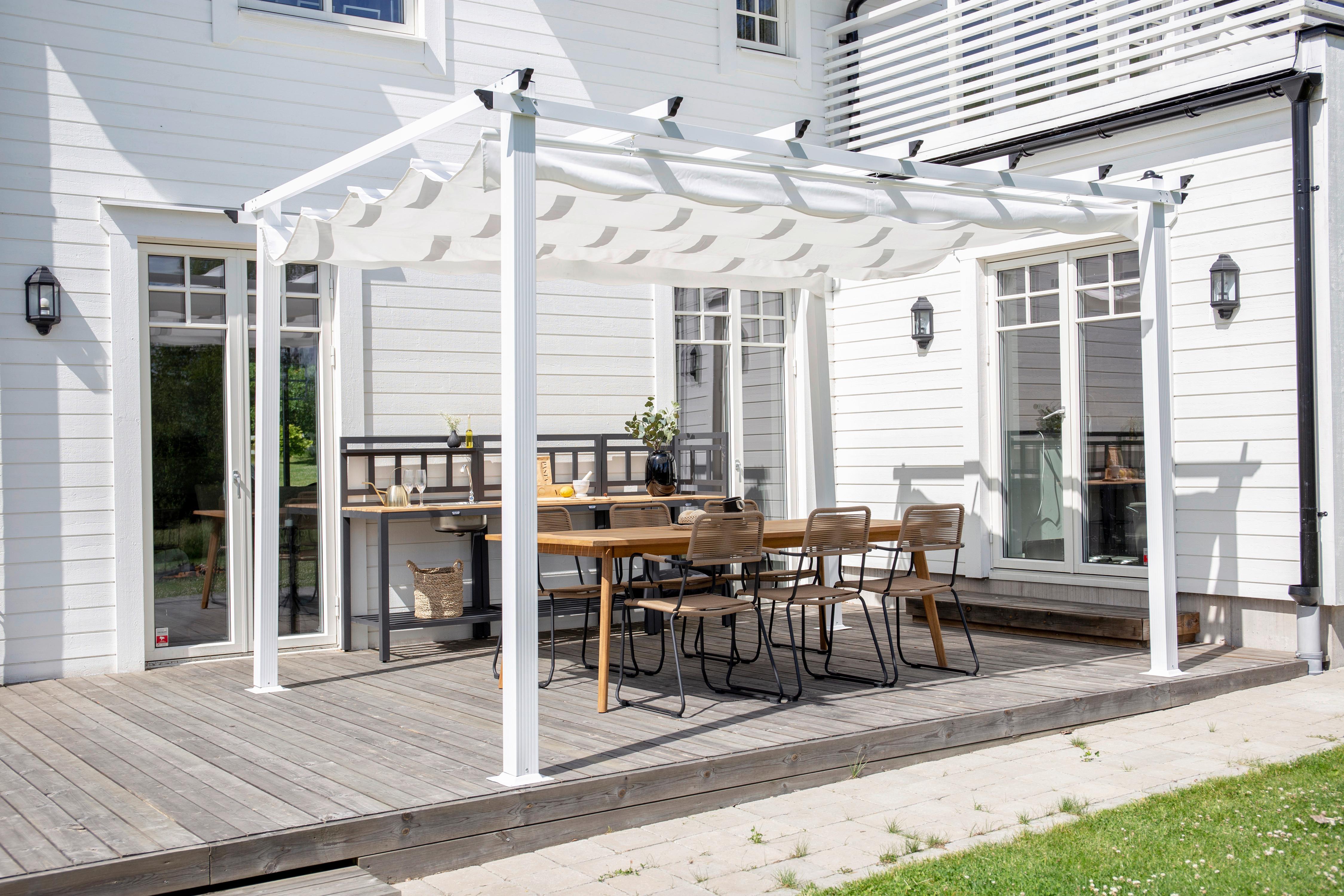 Pergola Lazio ca. 345x246x395 cm Weiß - KONVENTIONELL, Textil (345/246/395cm) - Gardenson