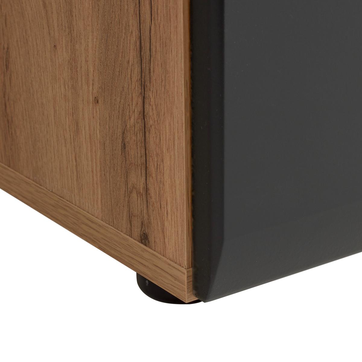 Sideboard Sonate Schwarz/Eichefarben - Chromfarben/Eichefarben, KONVENTIONELL, Holzwerkstoff/Metall (170/92/40cm) - Mömax