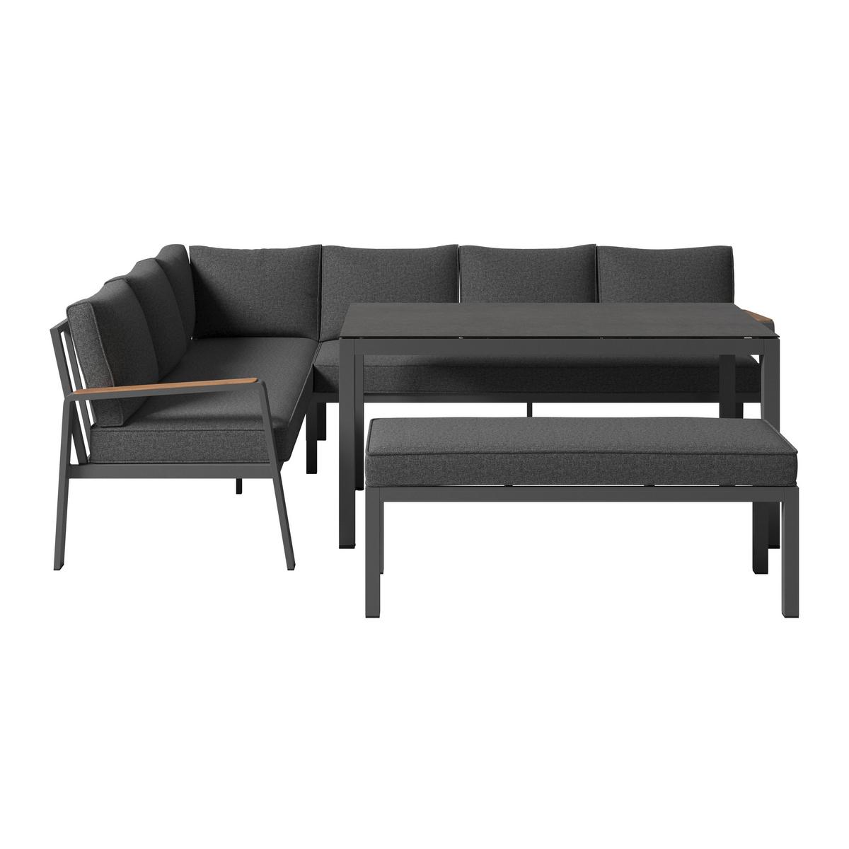 Lounge Garnitura Lecce, Rjava, Antracit, 4-Delno - črna/antracit, Moderno, kovina/steklo (194/255cm) - Beldano
