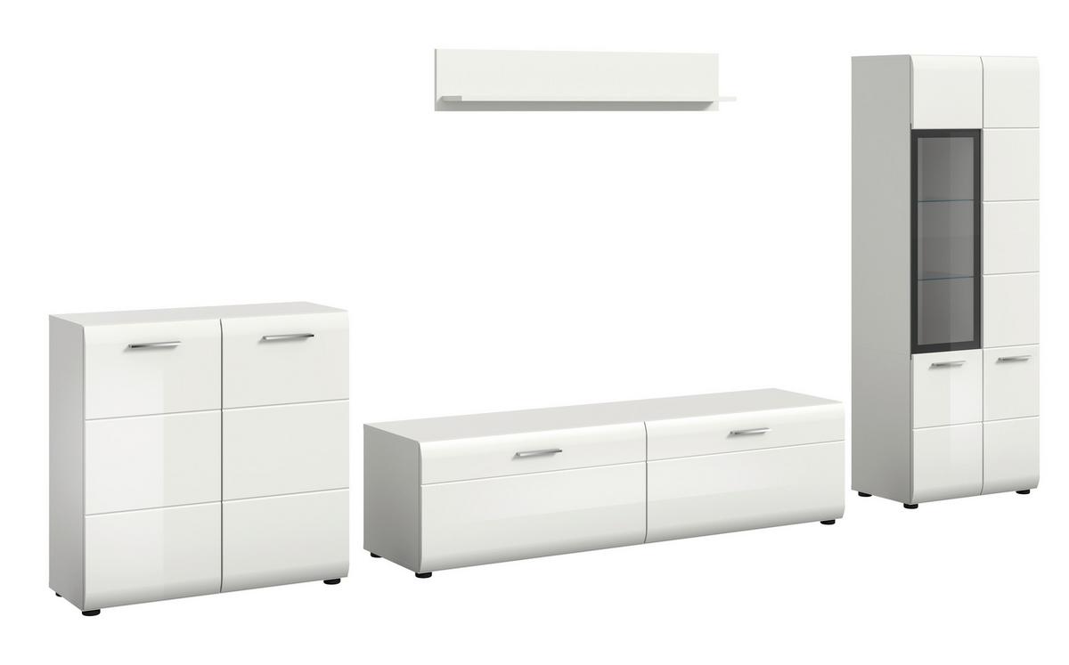 Dnevni Regal Ice, Bela Visok Sijaj, 4-Delni - srebrne barve/črna, Design, umetna masa/leseni material (315/160/41cm) - Livetastic