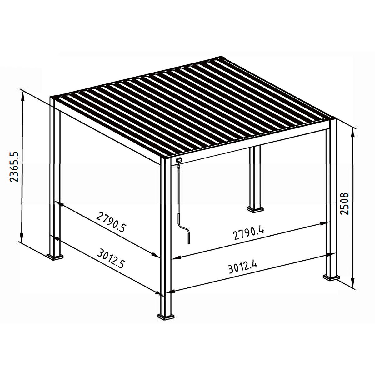 Pergola Deluxe ca. 300x250x300 cm Grau - Grau, LIFESTYLE, Metall (300/250/300cm) - Gardenson
