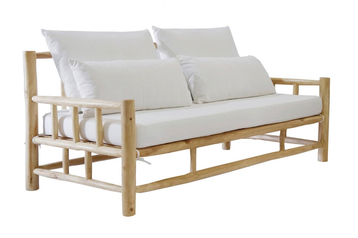 Loungesofa aus Teakholz Naturfarben - Weiß/Naturfarben, Design, Holz/Textil (108/80/90cm) - Gardenson