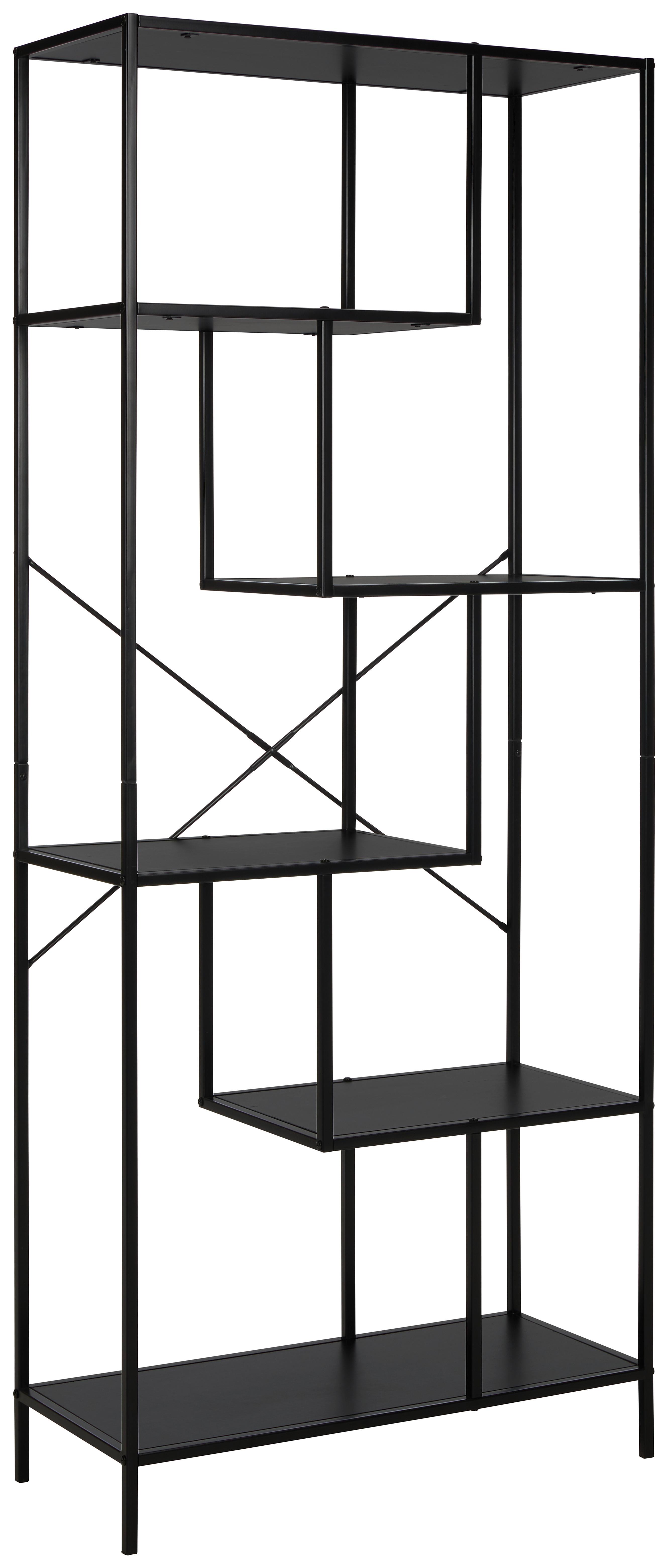 Regal in Schwarz/Naturfarben - Schwarz/Naturfarben, Modern, Holzwerkstoff/Metall (77/185/33,2cm) - Modern Living