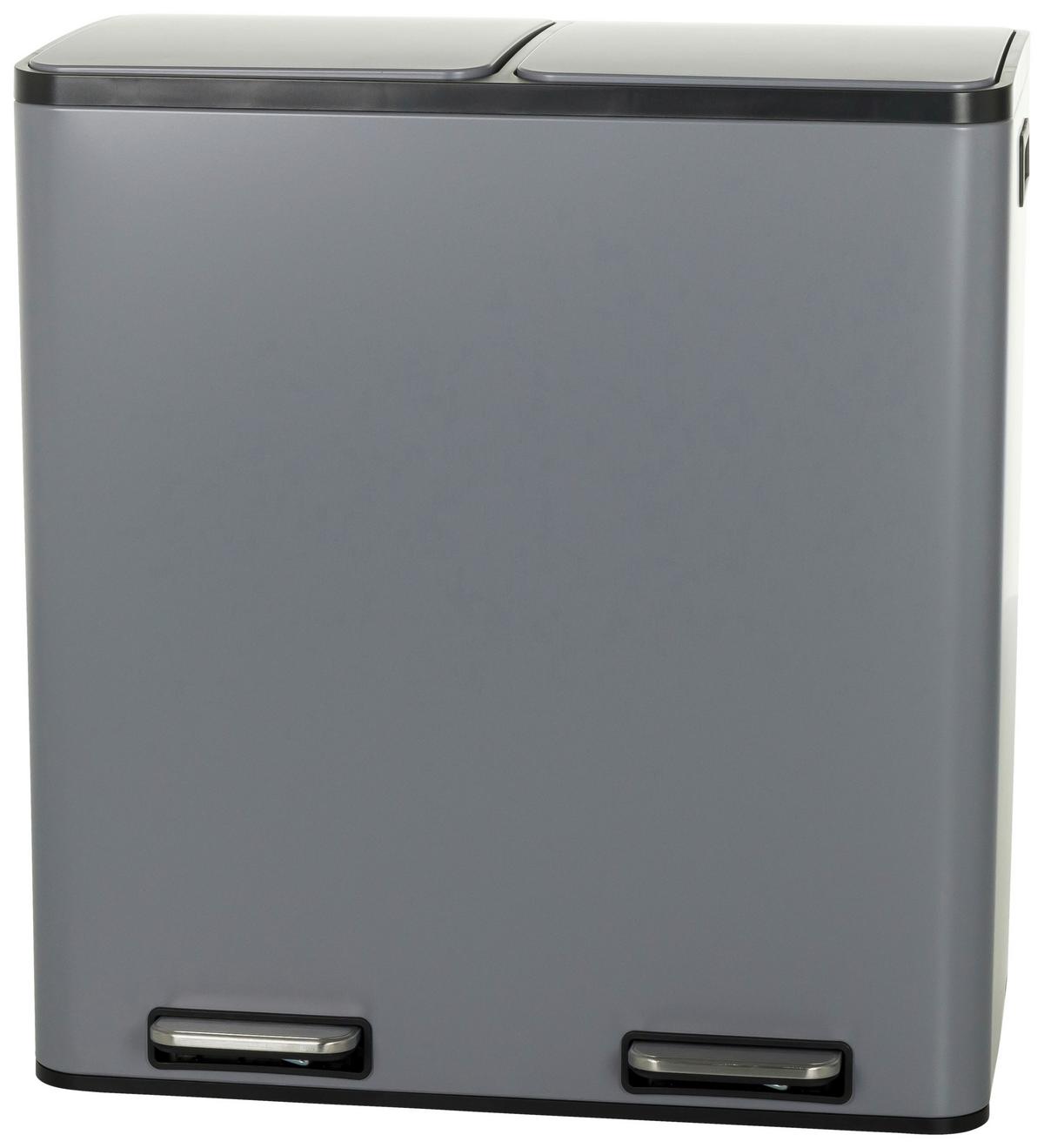 Abfallsammler Clean Grau ca. 58,5x62x32cm - Schwarz/Grau, MODERN, Kunststoff/Metall (58,5/62/32cm) - MID.YOU