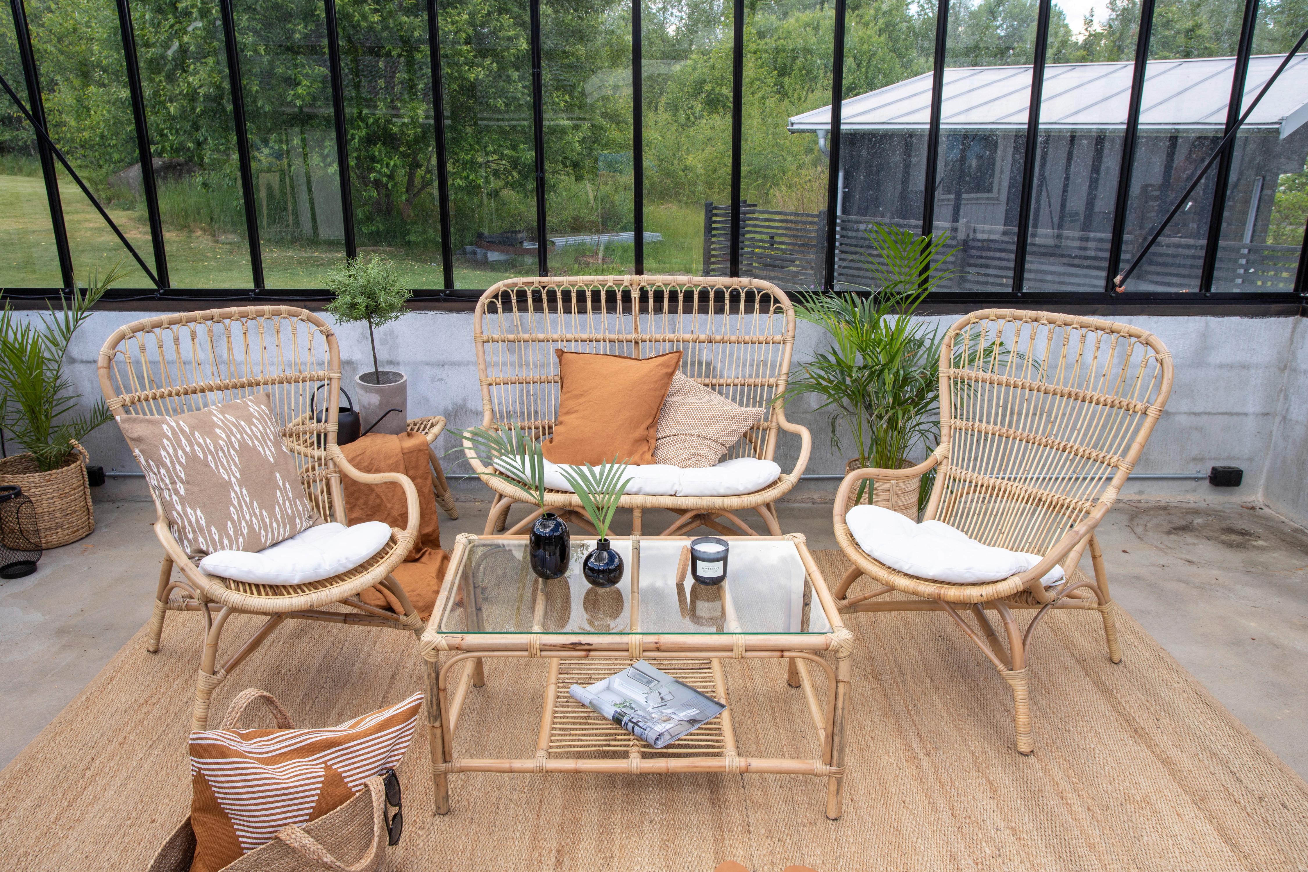 Loungegarnitur Ella Rattan Braun - Braun, KONVENTIONELL, Holz - Gardenson