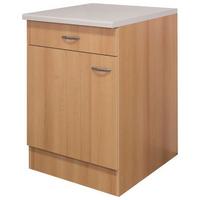Küchenunterschrank "Nano" , Buche - Edelstahlfarben/Beige, MODERN, Holzwerkstoff/Kunststoff (60/85/57cm) - FlexWell