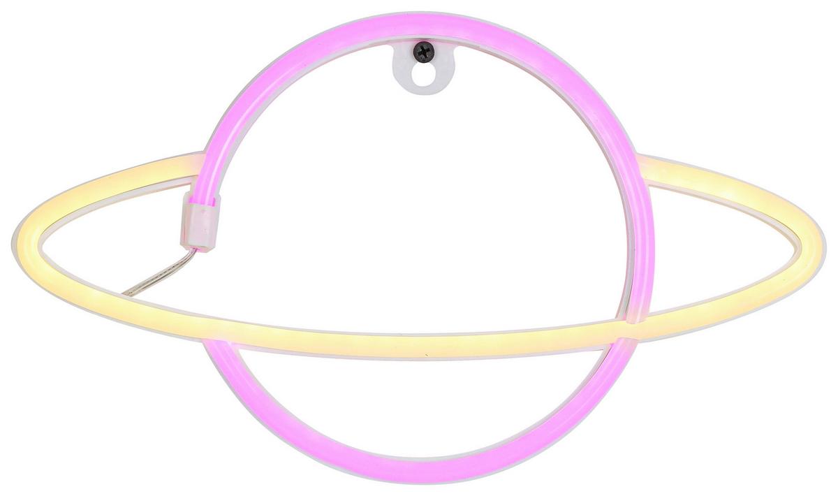 LED-Dekoleuchte Planeti Rosa/Weiß max. 1,2 Watt - Rosa/Weiß, KONVENTIONELL, Kunststoff (29,3/17,5/1,7cm) - Mömax