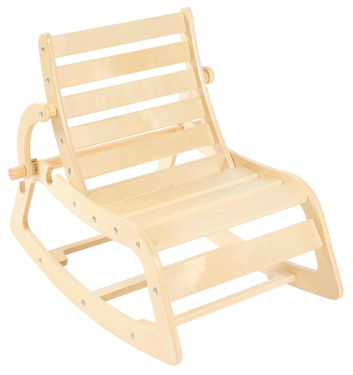 KRZESEŁKO BUJANE DLA DZIECI SWING AND MORE - beżowy/kolor naturalny, Basics, drewno/tkanina (42/70/56cm) - Jimmylee