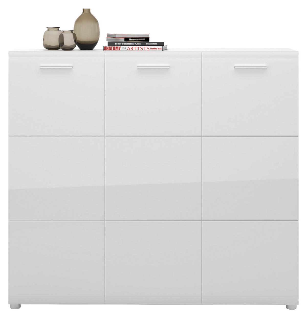 Ormarić Za Cipele Merano - bijela/bijela visoki sjaj, Moderno, drvni materijal/plastika (134,8/120/36cm) - Modern Living