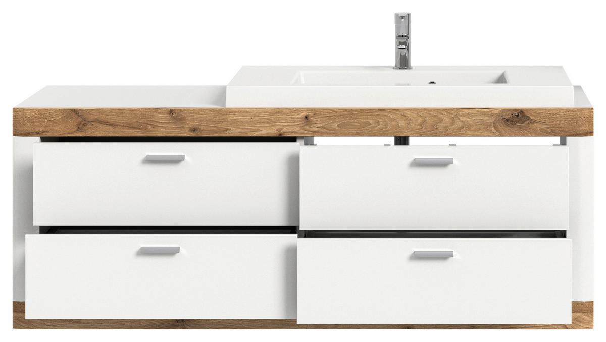 Umivalna Enota Z Umivalnikom Laredo, Bela, Barva Hrasta - barve hrasta/bela, Moderno, kovina/leseni material (132/50/48cm) - MID.YOU