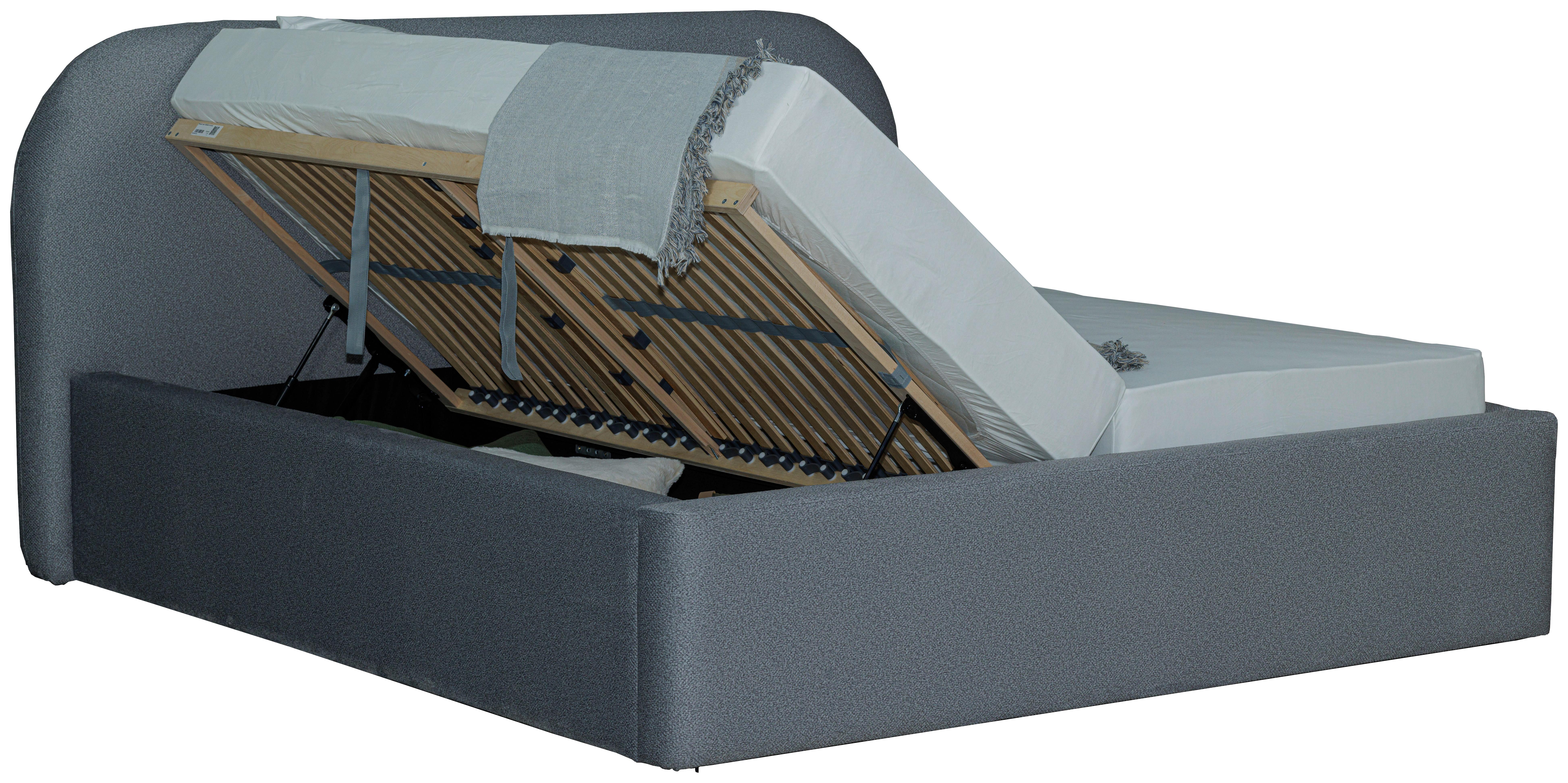 Oblazinjena Postelja Bilbao Storage - siva/črna, Design, tekstil/les (160/200cm) - Mömax