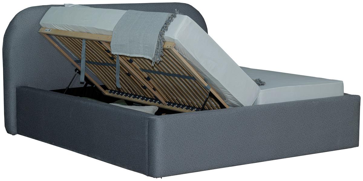 Oblazinjena Postelja Bilbao Storage - siva/črna, Design, tekstil/les (180/200cm) - Mömax