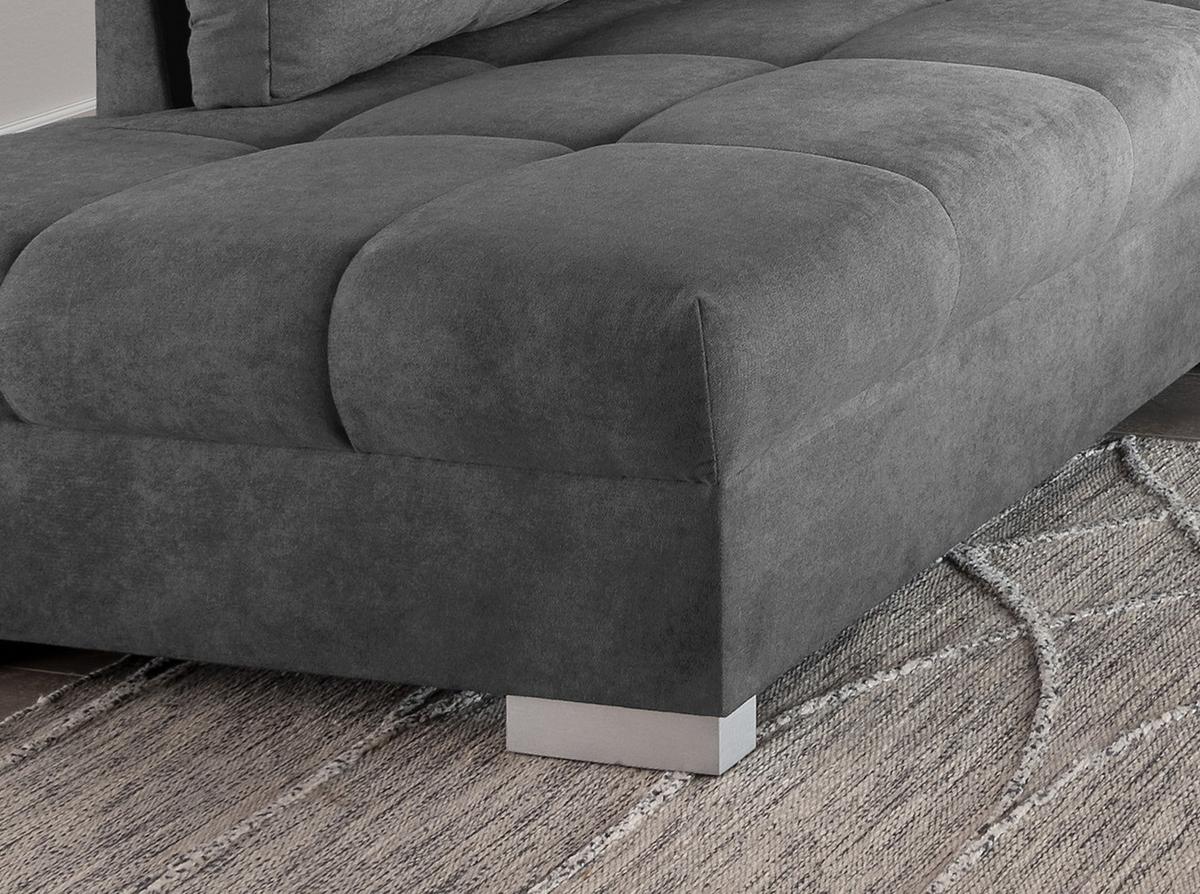 Wohnlandschaft Alvito Dunkelgrau Nylon/Mikrofaser - Dunkelgrau/Silberfarben, Design, Holz/Textil (202/298cm) - MID.YOU