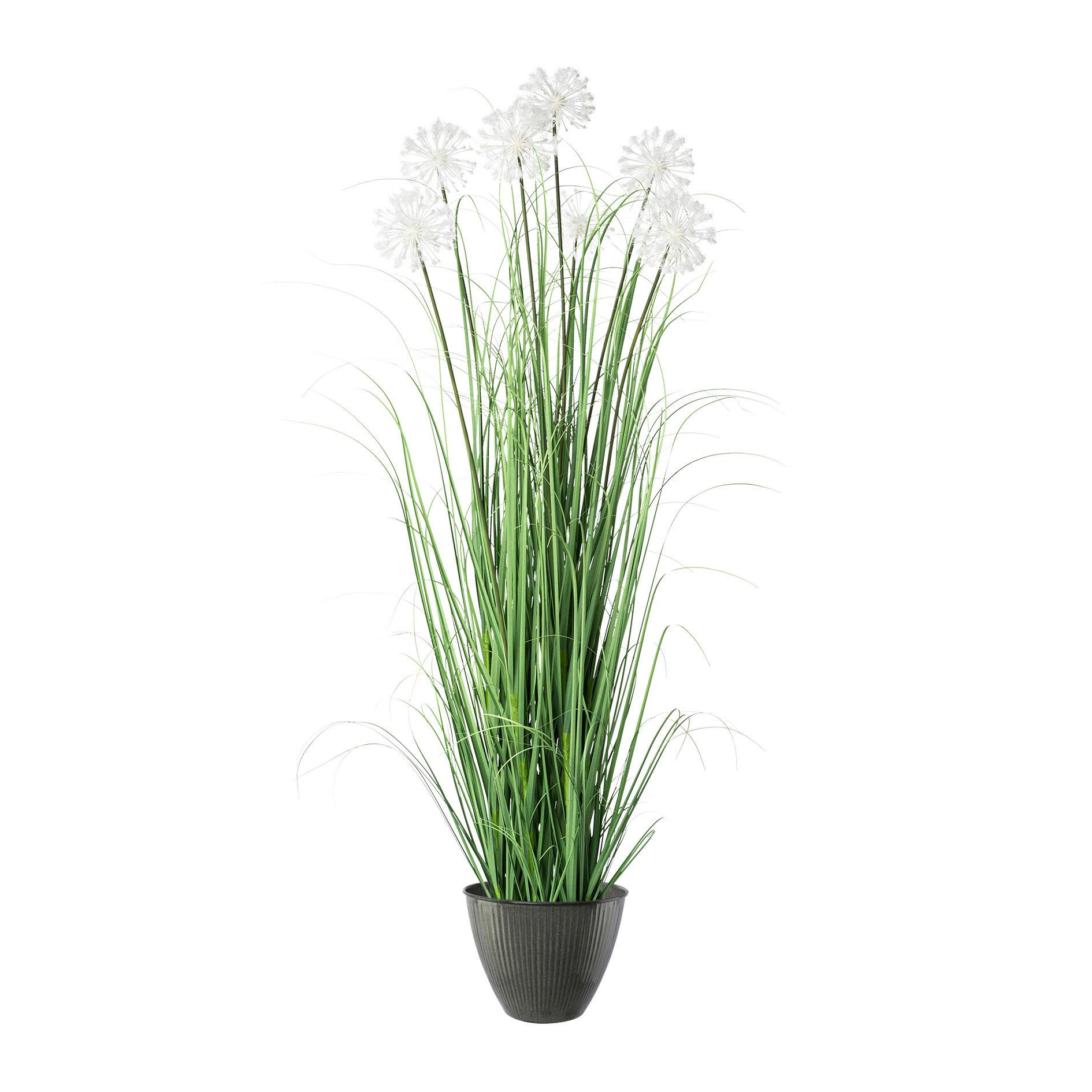 Kunstpflanze Daisy mit Übertopf, ca. 128cm - Weiß/Grau, MODERN, Kunststoff/Metall (128cm) - P & B