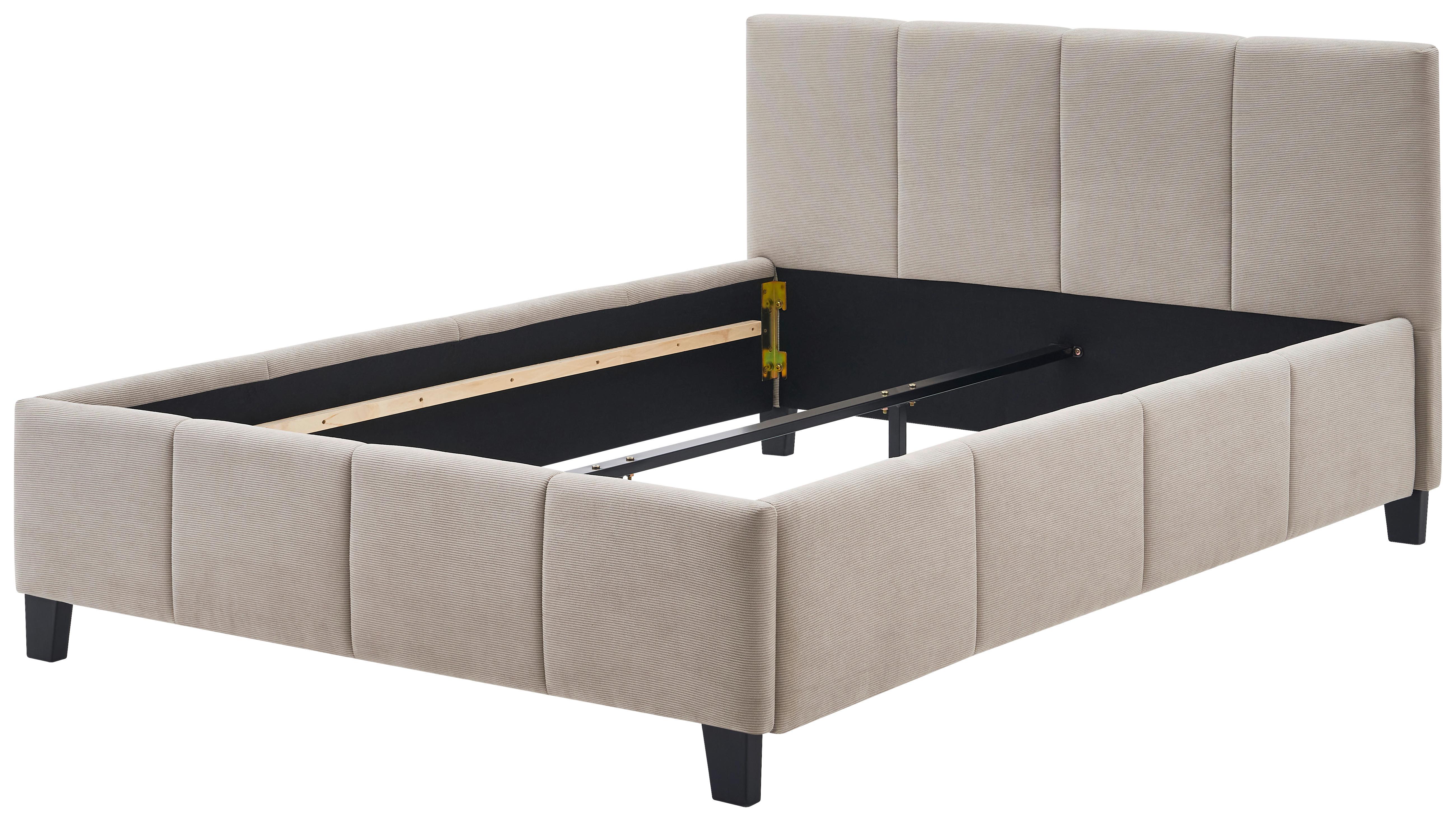 Pat tapițat CRAZY -EXKLUSIV- - bej/culoare natur, Modern, lemn/metal (140/200cm) - Modern Living