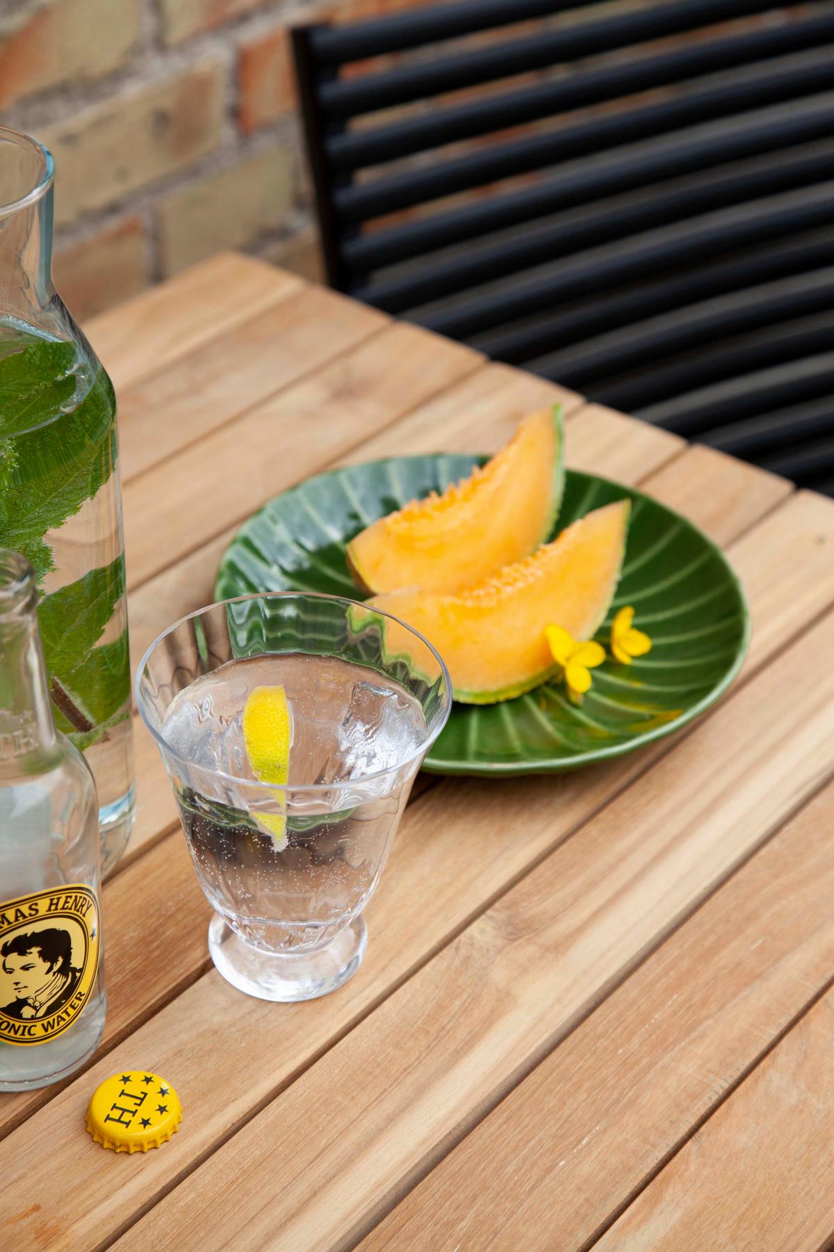 Balkon-Set Mood Cafe Anthrazit/Teak 3er-Set - Anthrazit/Schwarz, Natur, Holz/Kunststoff (105/74/70cm) - Gardenson