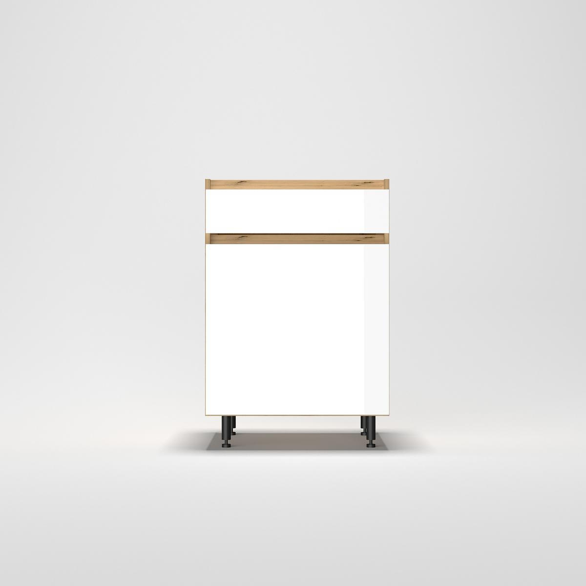 Konyhai Alsószekrény Toscana - Artisan tölgy/magasfényű fehér, Modern, faalapú anyag (60/87/56cm)