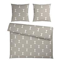 Bettwäsche Retro XXL Weiß/Graubraun ca. 200x200cm - Graubraun/Weiß, MODERN, Textil (200/200cm) - Mömax