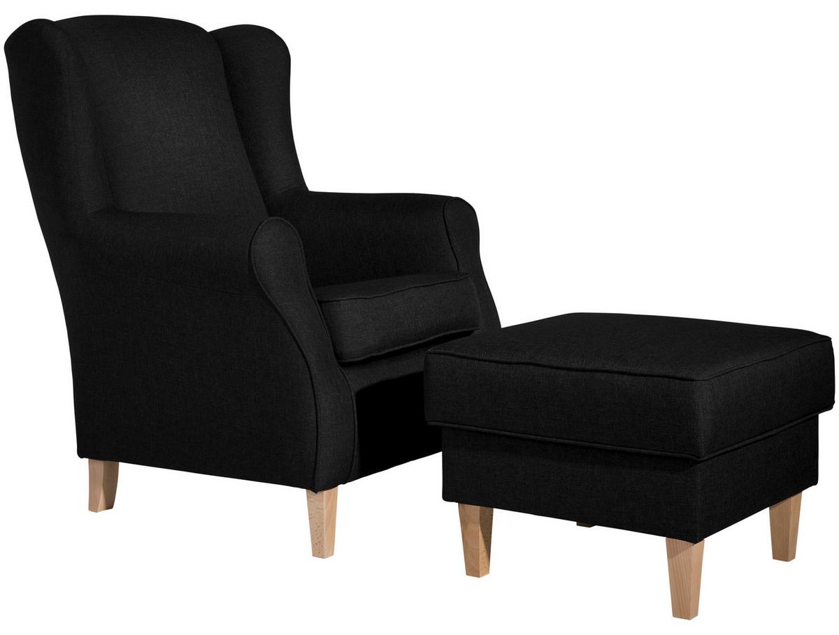 Hocker Lorris Schwarz Flachgewebe - Buchefarben/Schwarz, Design, Holz/Textil (53/45/53cm) - Max Winzer
