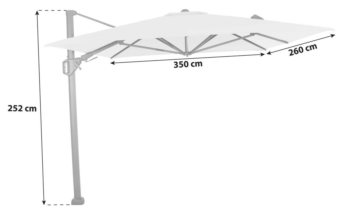 Ampelschirm Sunset N+ BHT 350x 252x260 cm Anthrazit/Grau - Anthrazit/Grau, KONVENTIONELL, Textil/Metall (350/260cm) - Siena Garden