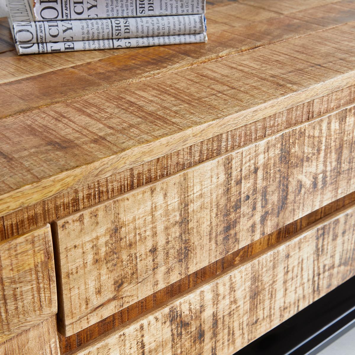 Lowboard Simple in Naturfarben/Schwarz - Schwarz/Naturfarben, LIFESTYLE, Holz/Metall (150/50/40cm) - Zandiara