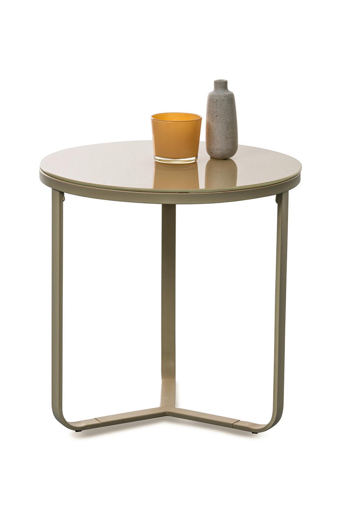 STOLIK KAWOWY BOSTON1 - kremowy, Design, metal/szkło (50/50/50cm) - Xora