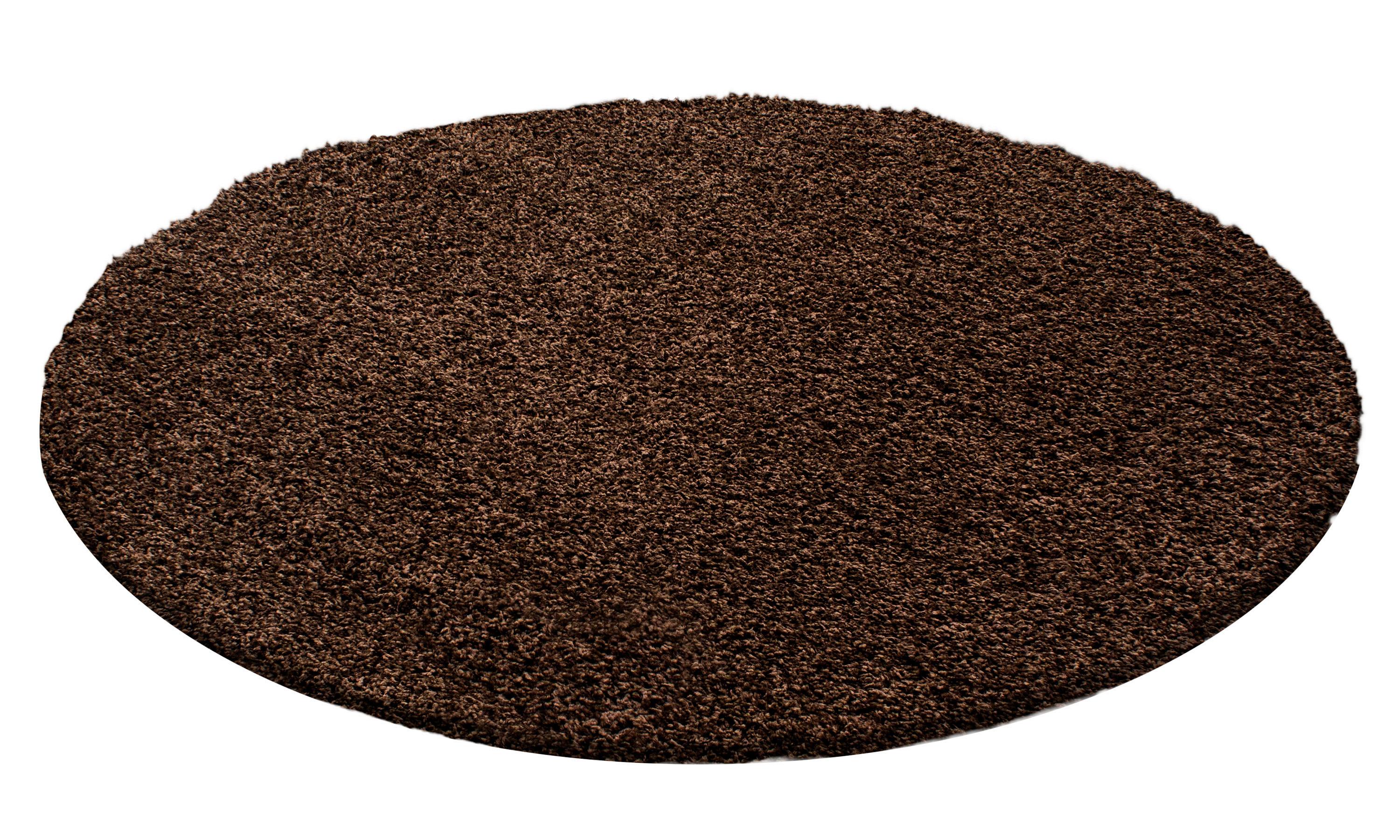 Hochflorteppich Life Brown Braun Ø ca. 120cm - Braun, KONVENTIONELL, Textil (120cm) - Novel