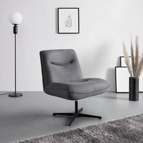 Naslanjač Chesterfield Selena, Siva, Žamet - siva/črna, Moderno, kovina/tekstil (73/87/79cm) - Bessagi Home