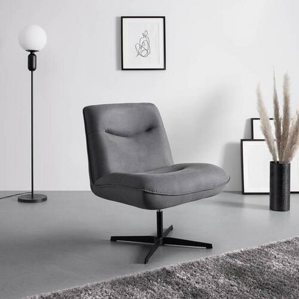 Scaun de relaxare SELENA - gri, Modern, lemn/metal (73/87/79cm) - Bessagi Home