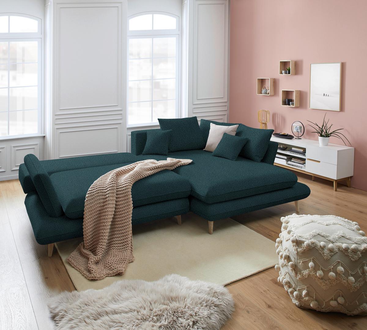 Coltar MONTE - verde închis, Romantik / Landhaus, lemn/textil (283/181cm) - Based