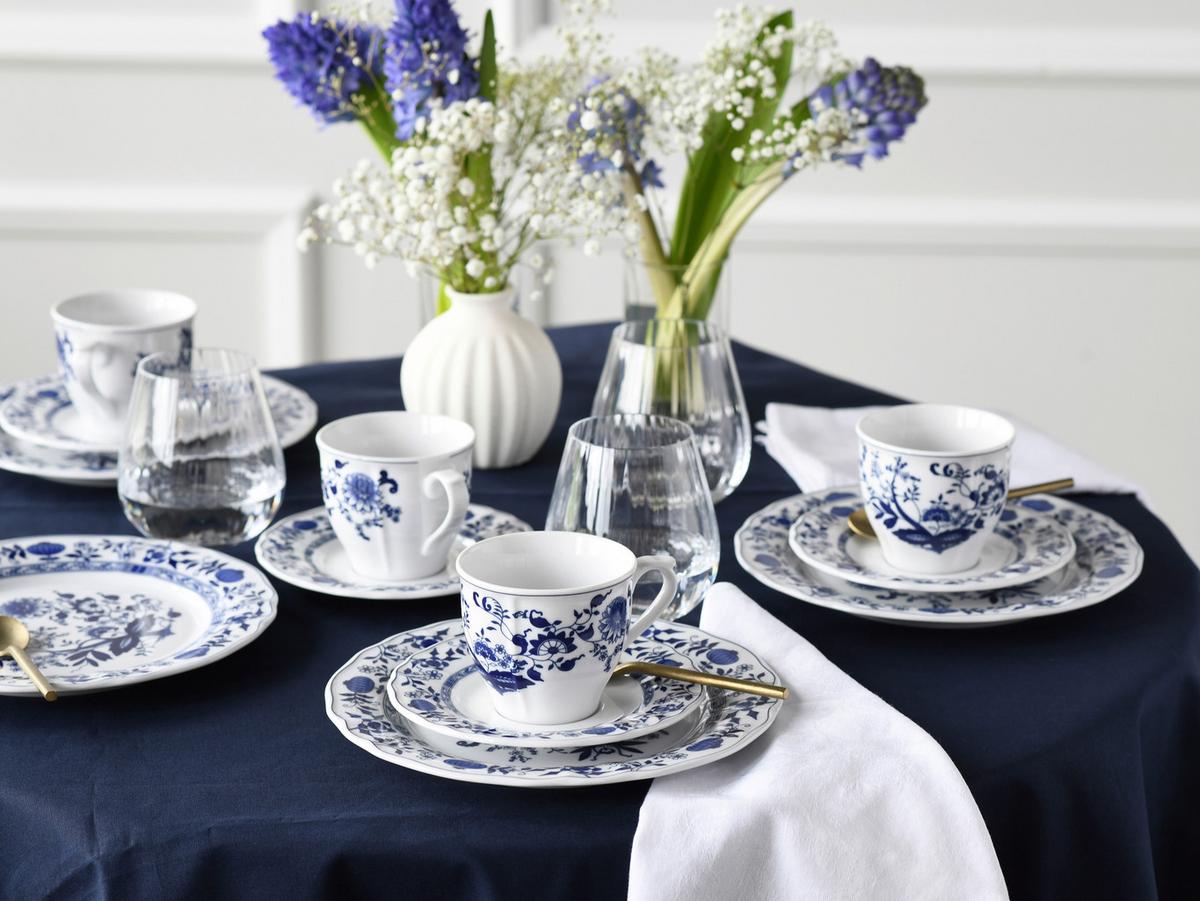 Kombinirani Servis Flora, 30-Delni - modra/bela, Design, keramika - Creatable