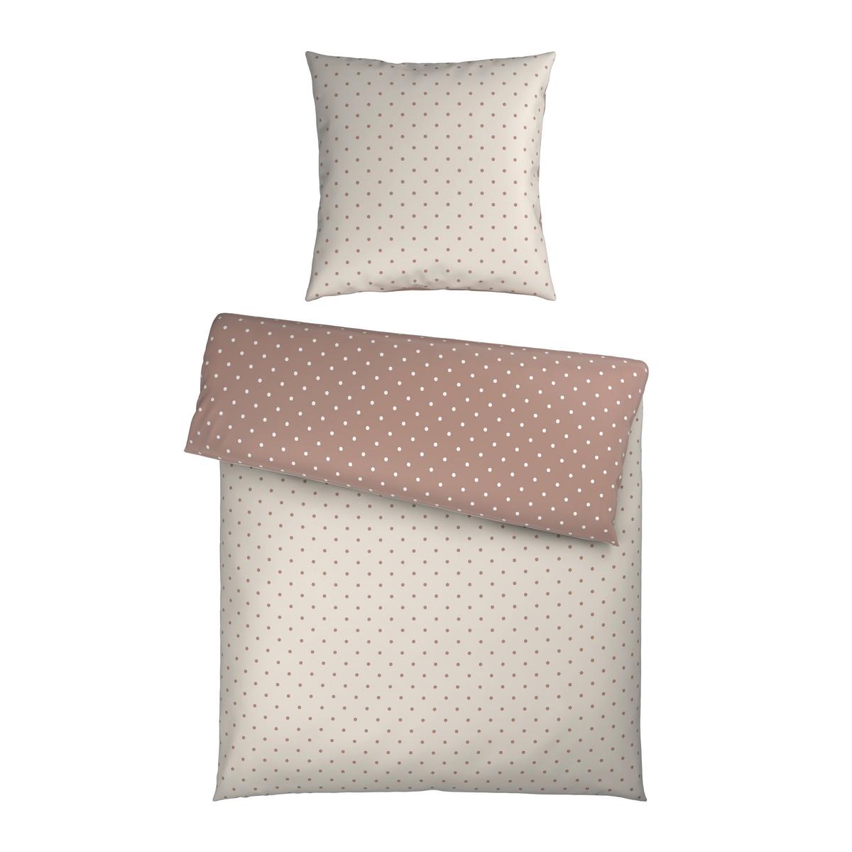 Bettwäsche Dots Creme/Taupe ca. 135x200cm - Taupe/Creme, MODERN, Textil (135/200cm) - Mömax